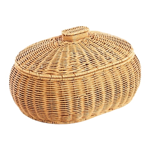 Magideal - Cesta Tejida A Mano Hecha A Mano, Decoración Del Hogar, Artesanías, Cesta De Almacenamiento De Alimentos Para Cocina, Restaurante, Dormitorio, Sala De Redondo 35X24X135Cm
