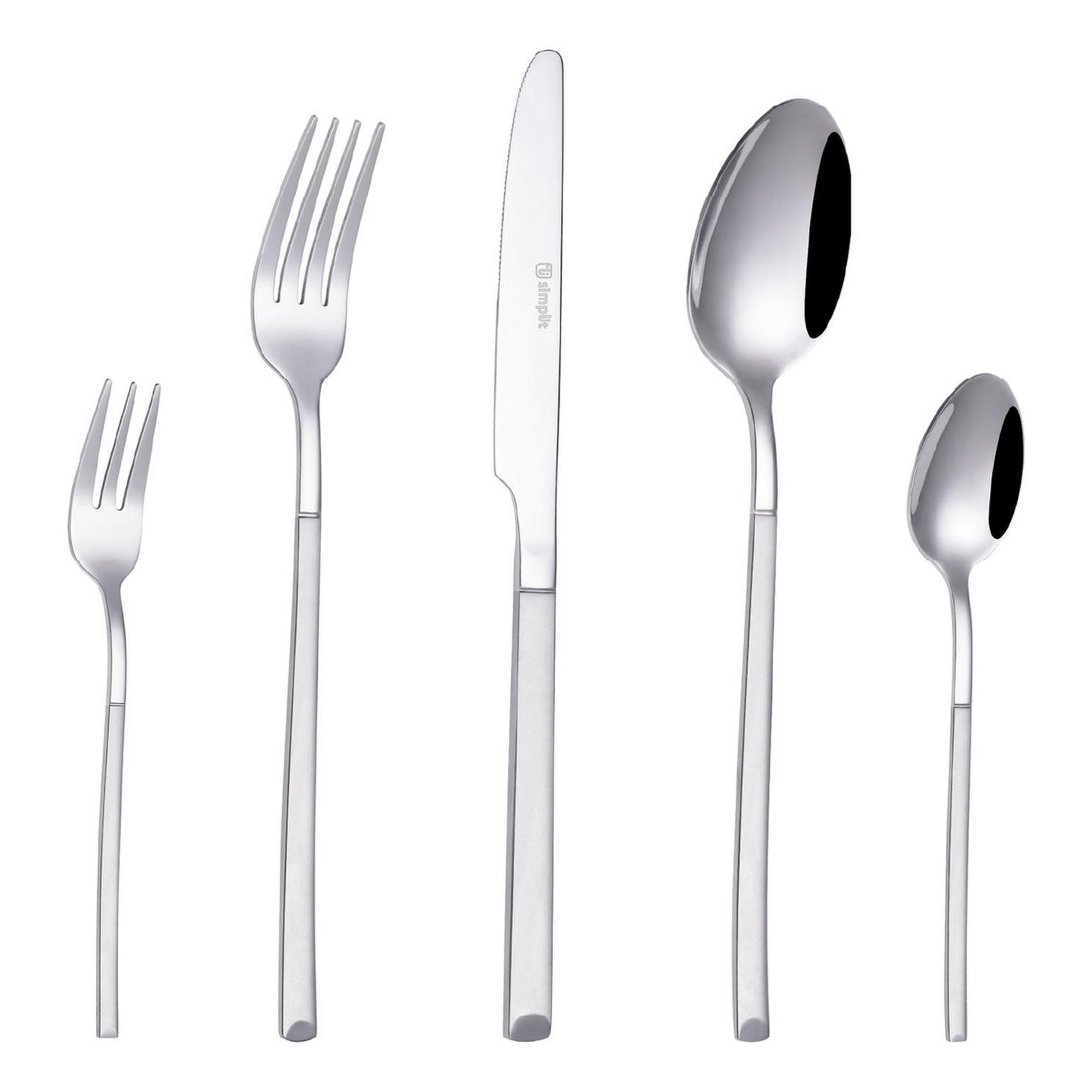 Simplit - Set De Cuchillería 30 Pcs Cubiertos Acero Inoxidable Puglia Blanco