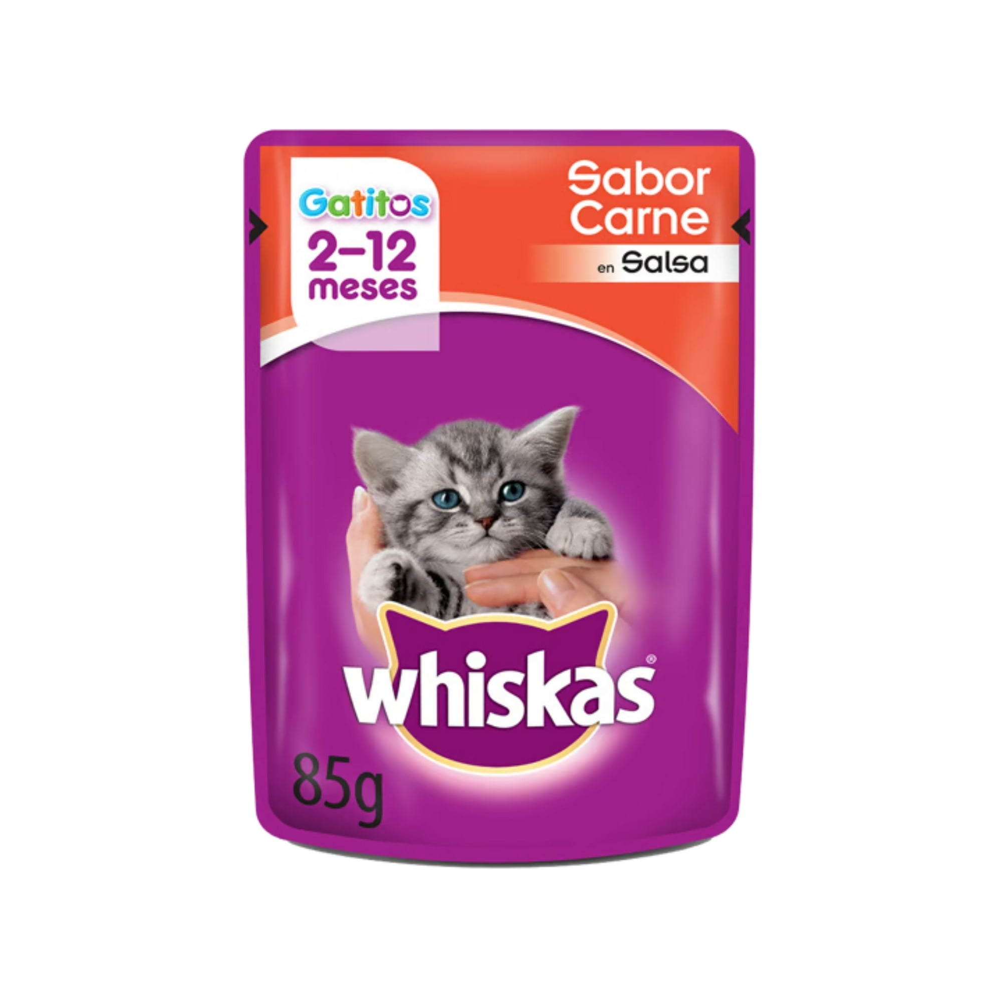 Sobres De Alimento Húmedo Whiskas Gatito Carne 12 Un.