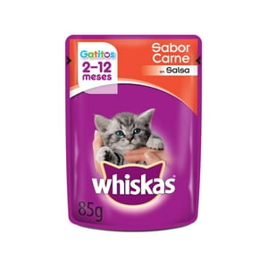 Sobres De Alimento Húmedo Whiskas Gatito Carne 12 Un.