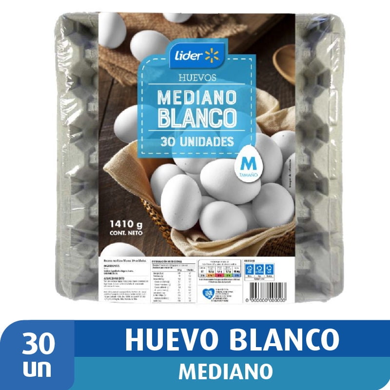 Huevos Mediano Blanco Bandeja 30 Un 30 Un Lider