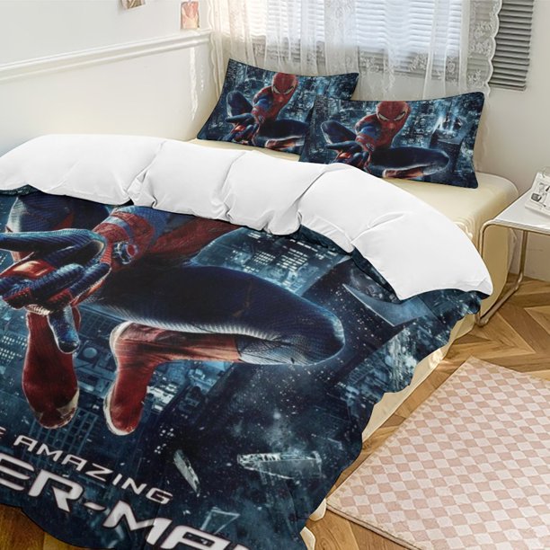 Spider-Man Bedding Comforter Sets 3-Piece Bedding Set Soft Warm Bed Set for Bedroom All Season