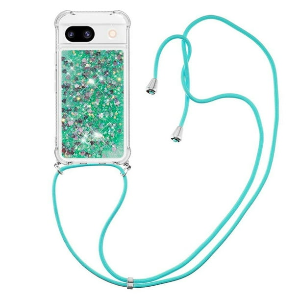 Funda FOXDOCK para Google Pixel 8A con Cuerda Ajustable, Brillo Líquido, Protección Antigolpes y Lente – Ideal para Regalo