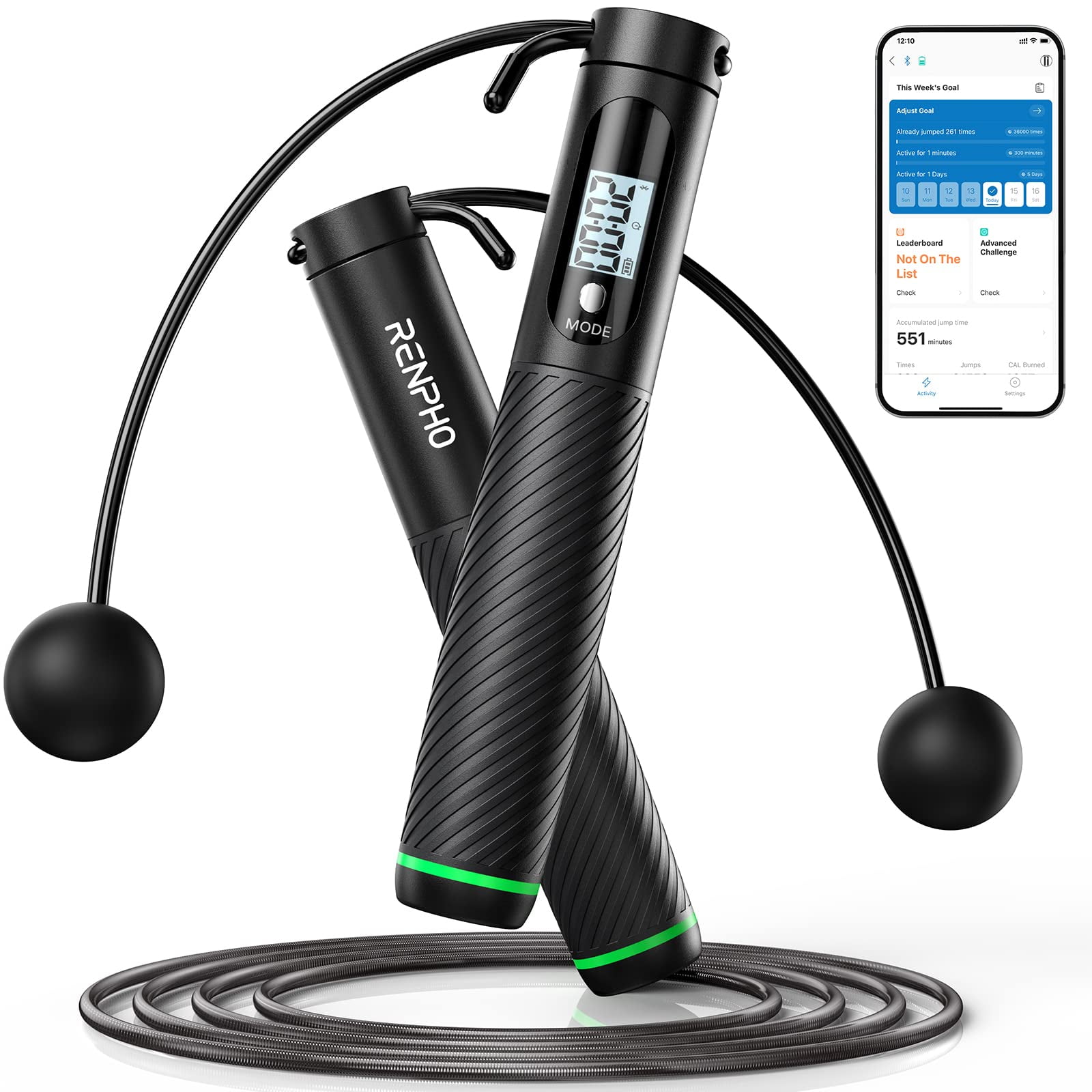 Jump Rope Renpho Smart Skipping Con Contador Para Adultos