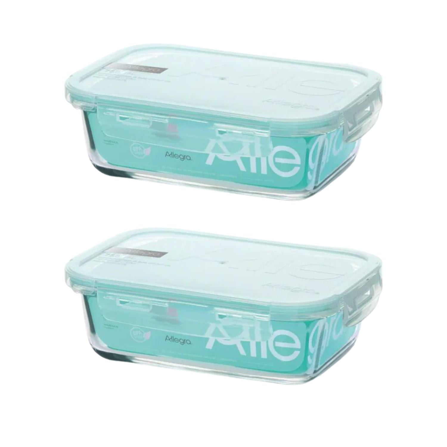 Pack 2 Contenedores Hermetico Vidrio Rectangular 420ml Allegra