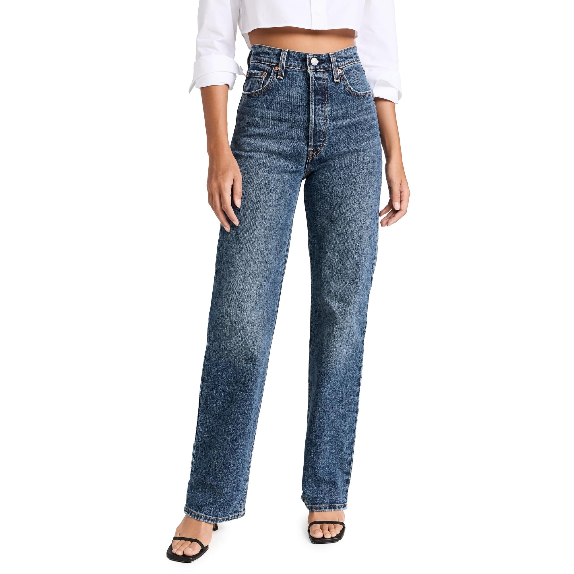 Jean Levi's Ribcage Largo Completo, Azul, Talle 26