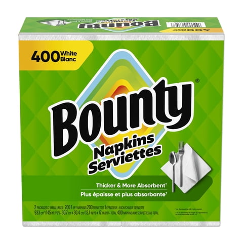 Servilletas De Papel Bounty Blancas Paquete De 400 Unidades 31X31 Cm