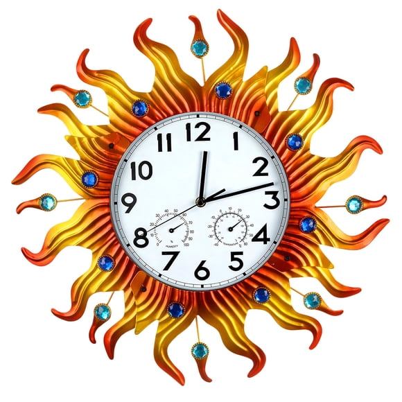 Reloj de Pared HERJIATK 51 cm Impermeable con Diseño de Sol