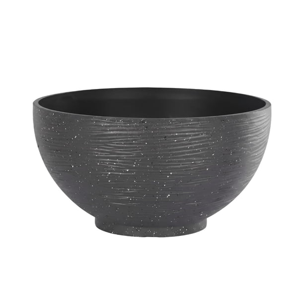 Macetero Plastico Semi Esfera Premium Diseño a Rayas S negro