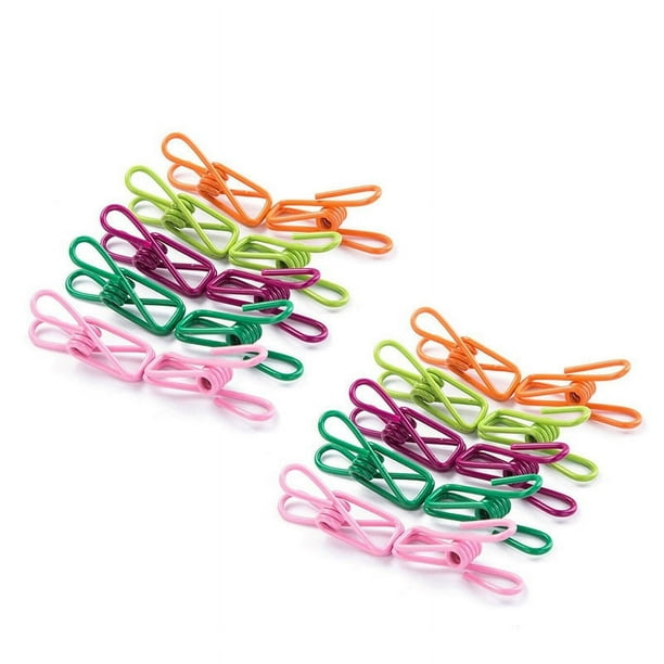 PINZAS DE ALAMBRE MULTICOLOR, Pinzas para bolsas de papas fritas, Pinzas de cocina, Pinzas magnéticas para papas fritas, Cierre hermético, Pinzas de alambre de acero de 2" recubiertas de PVC para tend