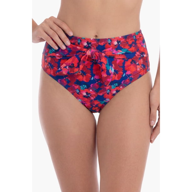 Bikini calzón con amarra estampado brillante rojo Talla M