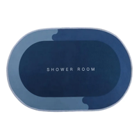 Belida - Alfombra Tapete Absorbente Para Baño Antideslizante Hogar Color Azul Ovalada