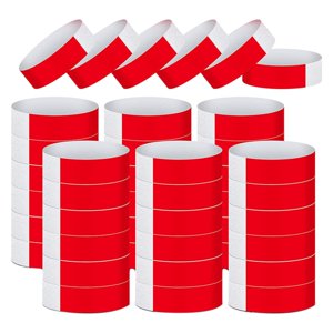 Magideal - 600 Bandas De Neón Para Eventos, Pulseras De Papel Para Fiestas, Bandas De Identificación, Brazaletes, Bandas De Fiesta Para Bares, Exposiciones Rojo
