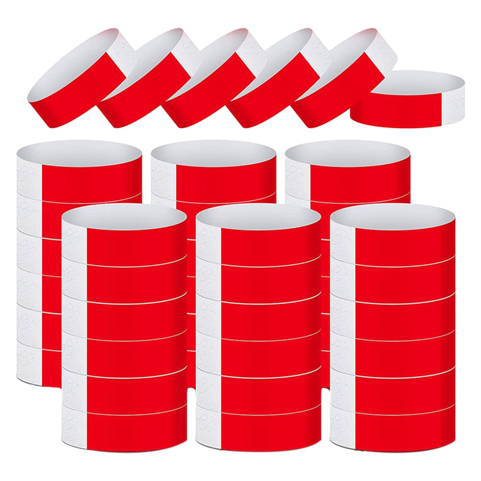 Magideal - 600 Bandas De Neón Para Eventos, Pulseras De Papel Para Fiestas, Bandas De Identificación, Brazaletes, Bandas De Fiesta Para Bares, Exposiciones Rojo