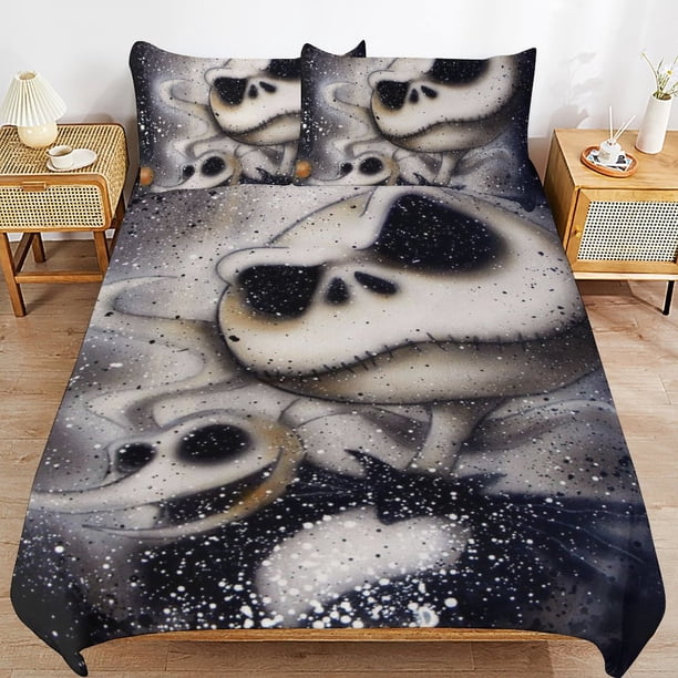 Nightmare Before Christmas Bedding Set Duvet Cover Comfortable and Lightweight Cartoon Bedding 3 Piece Bed Set