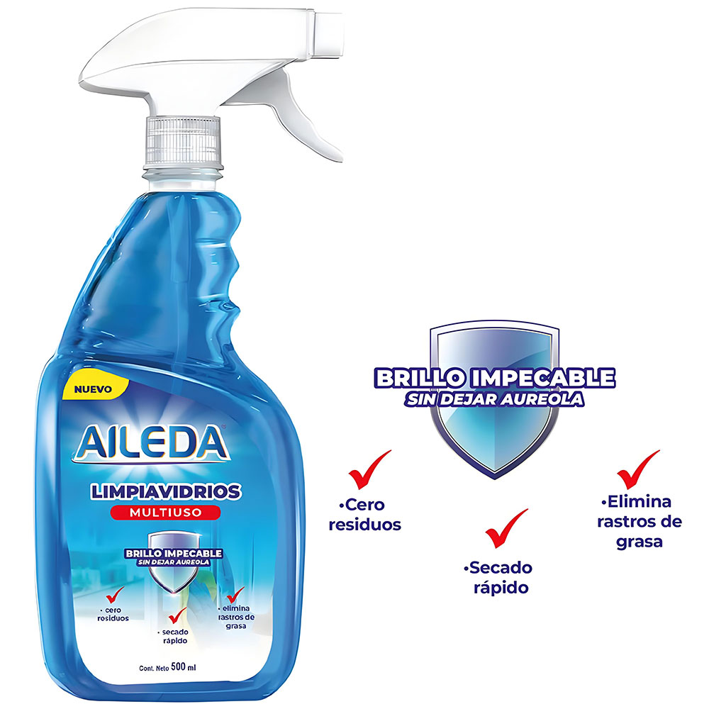 Aileda Limpiavidrios Multiuso Gatillo 500 Ml Limpia Vidrio Limpiador En Atomizador