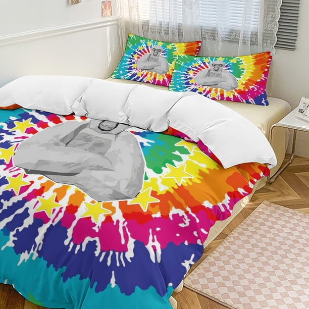 Tie Dye White Gorilla Tag Comforter Set Soft 3 Pcs Twin Bedding Sets Thicken for All Season