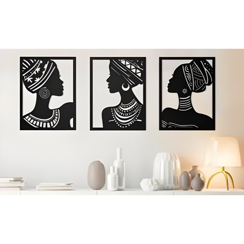 Genérico - Cuadros Damas Africanas Pack 3 Unidades