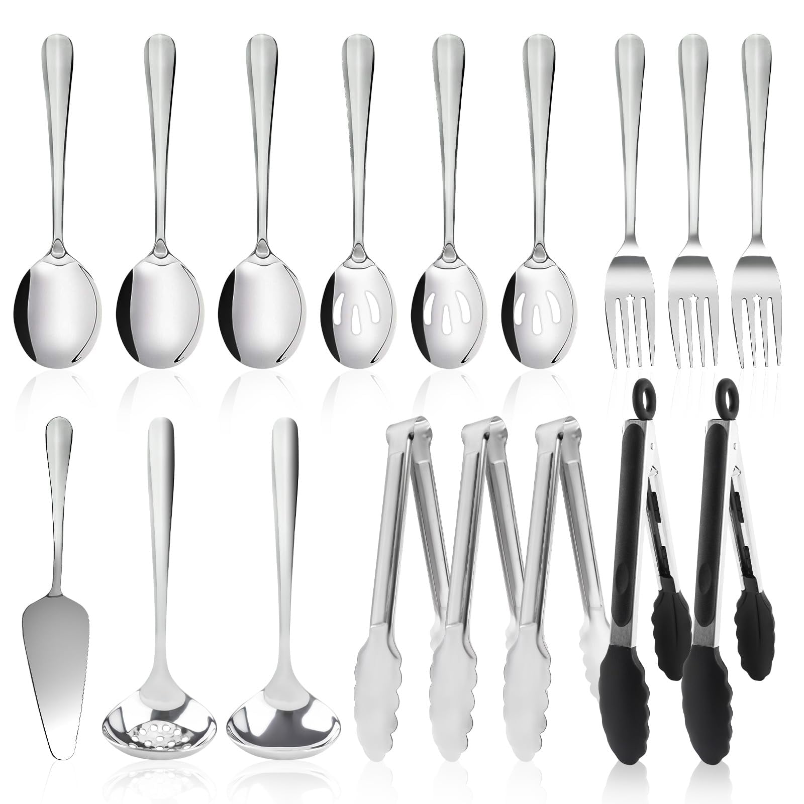 Juego De Utensilios Para Servir Kzovone De 17 Piezas De Acero Inoxidable Color Plata