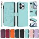 thumbnail image 3 of Funda Cartera Mariposa para [iPhone 13 Pro] con Soporte y Cremallera Verde menta, 3 of 6