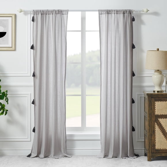 Par de cortinas Greenland Home Monterrey 107 x 213 cm, color gris