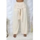 thumbnail image 1 of Saronite Pantalones de Cintura Alta Elástica con Bolsillos Laterales y Largo Completo, Color Hueso (para Mujer), 1 of 2