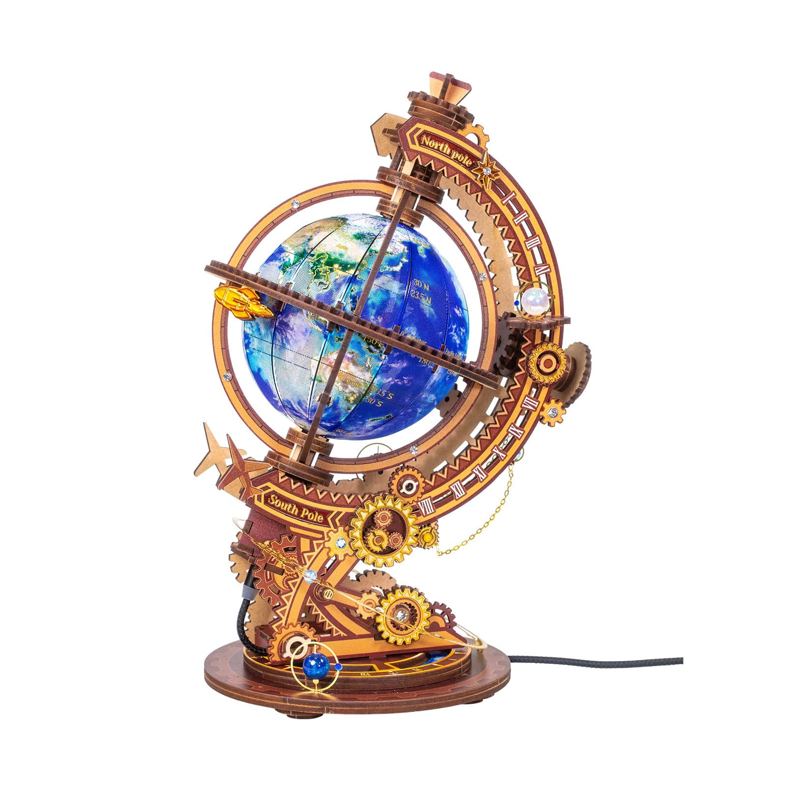 Puzzle 3d De Madera Con Forma De Globo Terráqueo Modelo Mu Con Luz Led