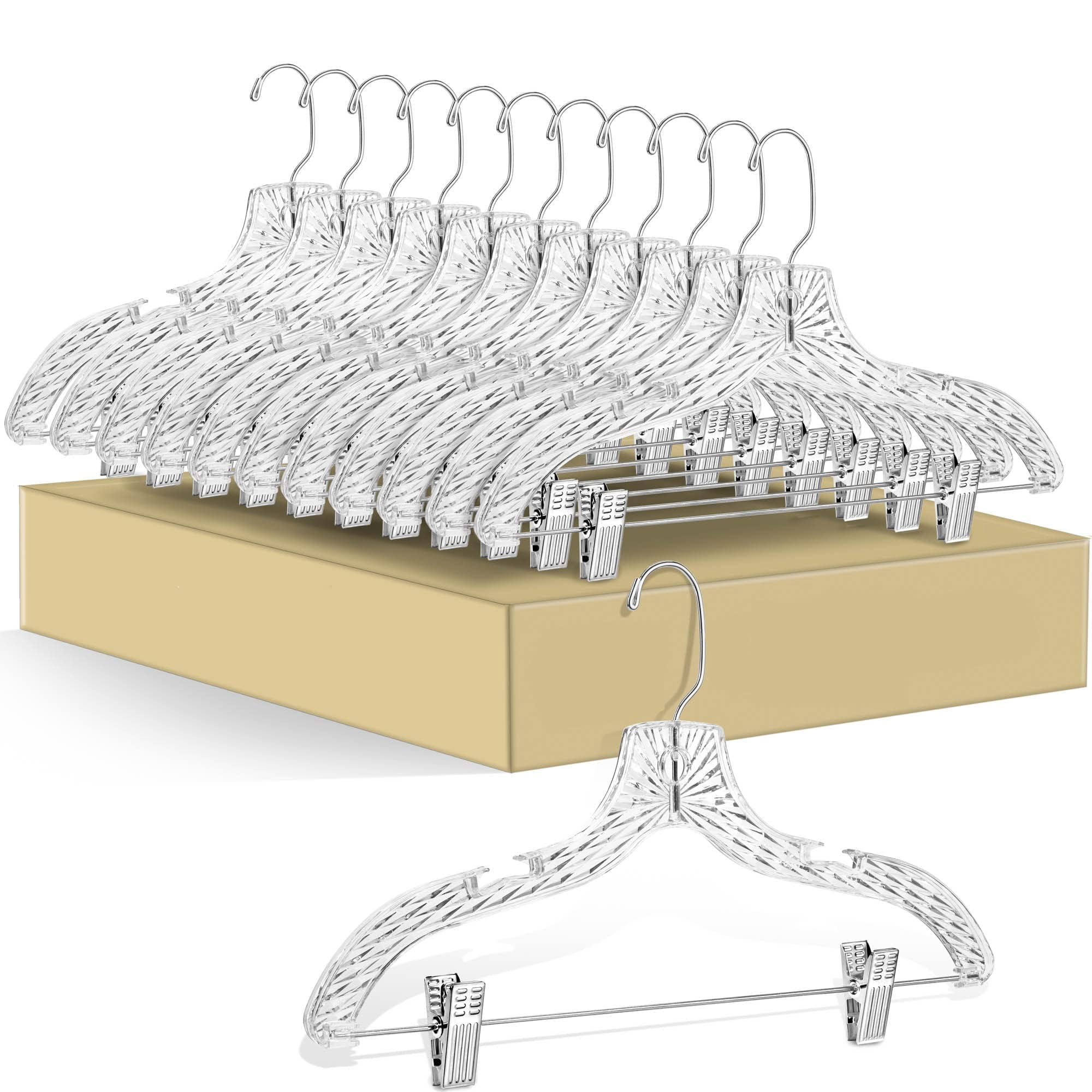 Quality Hangers - Perchas Para Faldas, De Calidad, Con Corte De Cristal, 12 Unidades, Transparentes