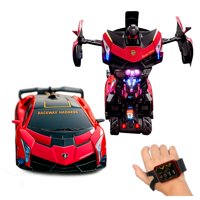 Global Latin Group - Auto Robot Transformable Con Luces Led Juguete Interactivo Para Niños Rojo