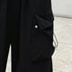 thumbnail image 3 of Pantalones casuales de pierna ancha para mujer, cintura alta, puños ceñidos, bolsillos laterales grandes, cordón ajustable, pantalones cargo casuales sueltos, 3 of 8