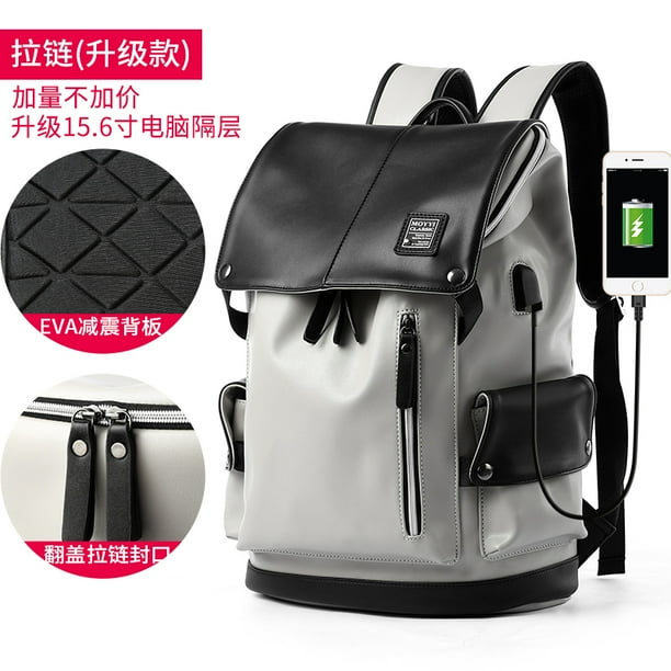 Men Leather Backpack Travel Multi Male Mochila Fashion Large Capacity For Boy 15.6" Laptop School Bag College Style Women