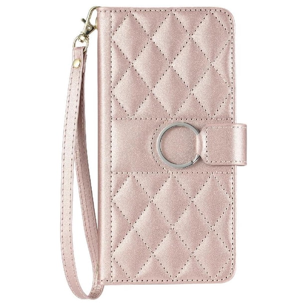 Funda Acolchada con Anilla y Correa para Xiaomi 14T Slots para Tarjetas Oro rosa