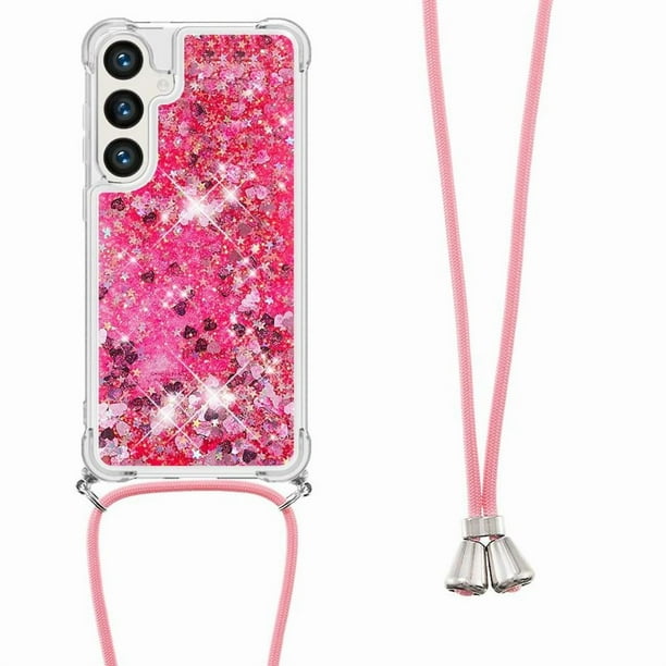 Funda FOXDOCK para Samsung Galaxy S24 Plus con Cuerda Ajustable, Brillo Líquido, Protección Antigolpes y Lente – Ideal para Regalo
