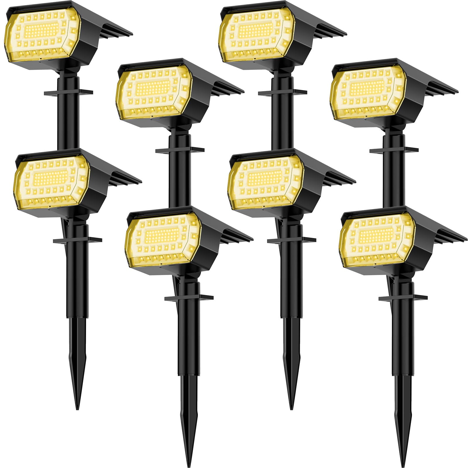 Lansow Focos Solares Tipo Spot, Paquete De 8, 76 Led, 3 Modos, Ip65