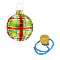 Magideal - Bola Inflable De Navidad Gigante, Accesorios De Decoración Navideña, Adorno De Pvc De 50Cm, Globo Inflable Para Fiesta De Porche De Césped De Invierno Cuadrícula Verde Roja
