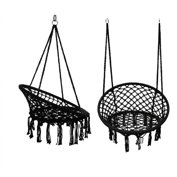 Silla Hamaca Colgante Redonda Interior Exterior Negro