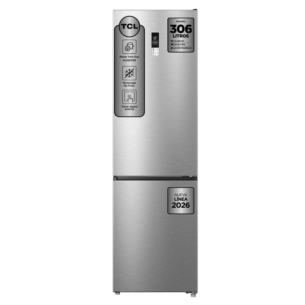 Tcl - Refrigerador Bottom Freezer No Frost 306l P306bfs