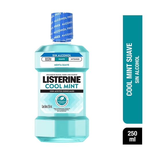 Enjuague Bucal Cool Mint Zero Alcohol Menta Suave 250 ml Listerine