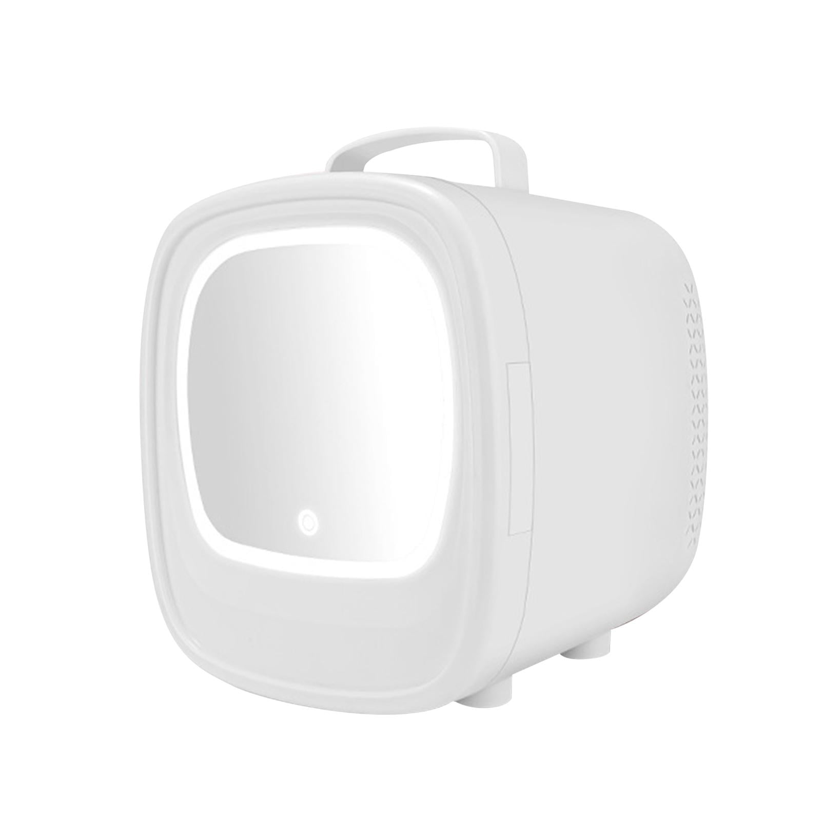 Bothyi - Nevera 6l Para El Cuidado De La Piel Con Espejo De Maquillaje Led, Mininevera Para Alimentos, Cuidado De La Piel, Uso Doméstico En Coche Blanco