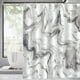 thumbnail image 2 of 1pc Luxury Gray Golden Marble Shower Curtain Set - Waterproof, Washable, and Standard Size for Bathtub - Includes 12 Plastic Hooks, 2 of 5