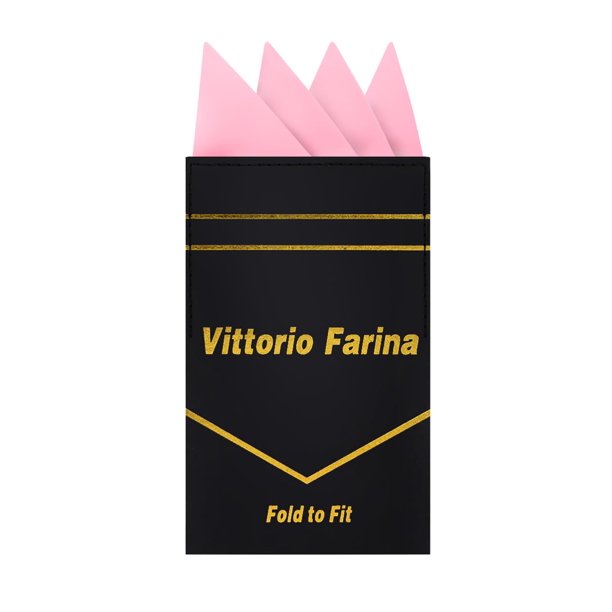 Vittorio Farina Pañuelo de Bolsillo Premium Preplegado de Cuatro Puntas para Hombre (Rosa)