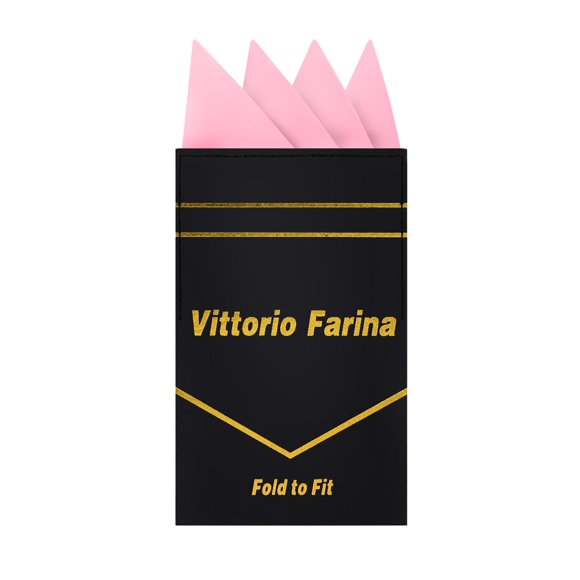 Vittorio Farina Pañuelo de Bolsillo Premium Preplegado de Cuatro Puntas para Hombre (Rosa)
