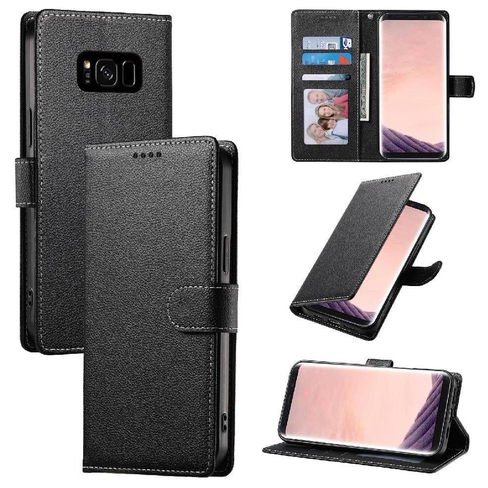 Funda Para Foxdock Samsung Galaxy S8– Cuero Premium, 3 Ranuras Para Tarjetas, Protección Contra Impactos