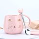 thumbnail image 5 of Taza de café XinHuiGy de cerámica rosa con forma de gato lindo con cuchara, 380 ml, 5 of 8