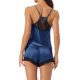thumbnail image 3 of INSPIRE CHIC Conjunto de Pijama de Satén para Mujer sin Mangas con Escote en V con Encaje Cruzado en la Espalda y Pantalones Cortos Ropa de Dormir Sedosa XL Azul Marino, 3 of 6