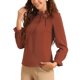 thumbnail image 1 of INSPIRE CHIC Blusa de Primavera para Mujer de Manga Larga con Volantes y Lazo en el Cuello para Oficina y Trabajo Formal Talla S Caramelo, 1 of 5
