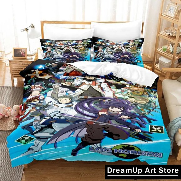 Fashion Log Horizon Bedding Set Boys Girls Duvet Cover Pillowcase Bed Adult Bedroom