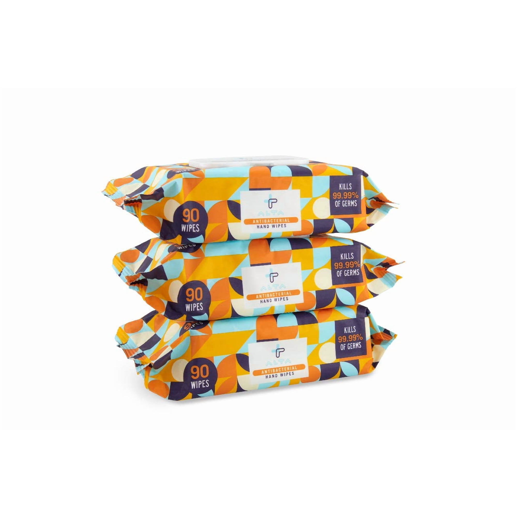 Toallitas Desinfectantes Para Manos Alta + Antibacterial, 90 Toallitas (3) Paquetes
