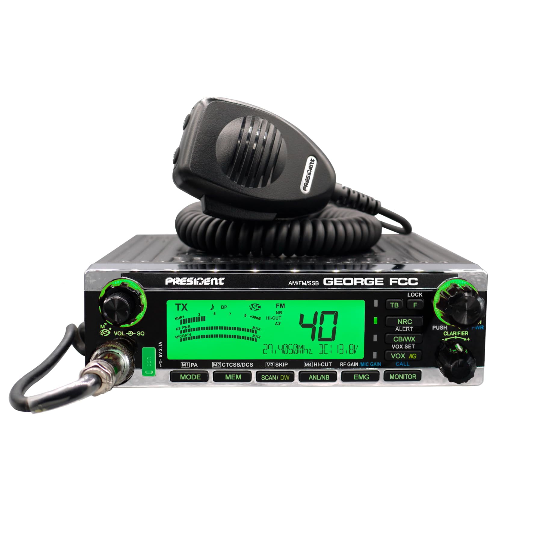 Presidente De Cb Radio George Fcc Am/fm/ssb, Pantalla Lcd De 7 Colores