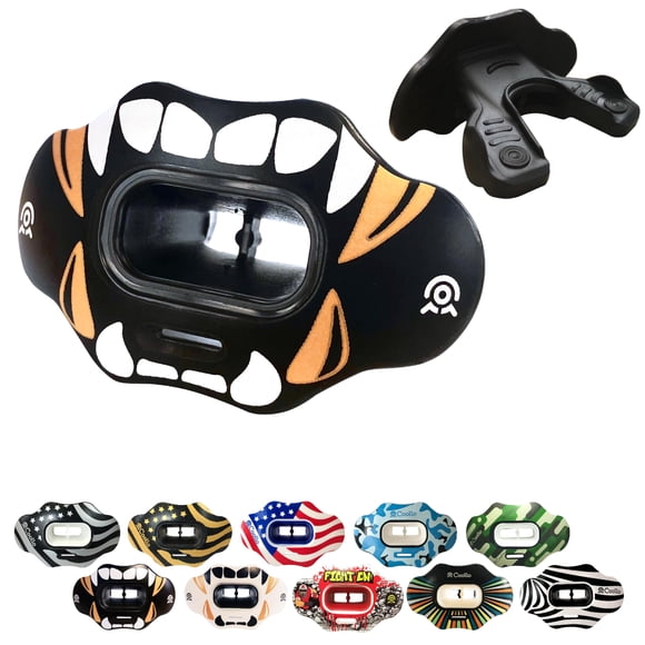 Protector bucal COOLLO SPORTS para adultos 8+ con colmillos blancos dorados